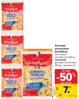 Carrefour Geraspte emmentaler EntreMont aanbieding