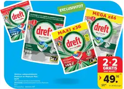 Carrefour Gamma vaatwasmiddelen Platinum en Platinum Plus Dreft aanbieding