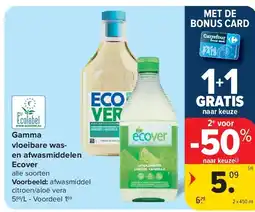 Carrefour Gamma vloeibare wasen afwasmiddelen Ecover aanbieding