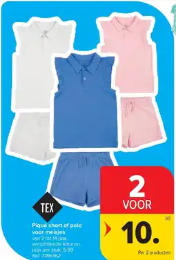 Carrefour Piqué short of polo voor meisjes aanbieding