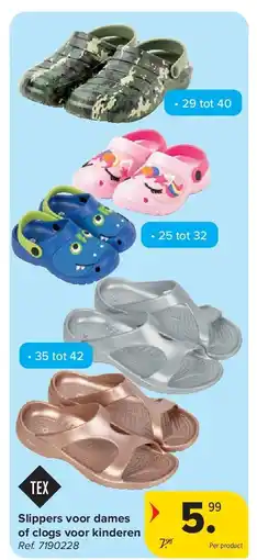 Carrefour Slippers voor dames of clogs voor kinderen aanbieding