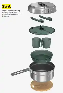 Decathlon Popote 500 de camping en acier inox + anti-adhésif aanbieding