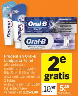 Albert Heijn Prodent en Oral B tandpasta 75 ml aanbieding