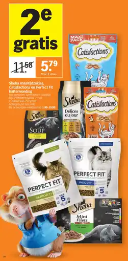 Albert Heijn Sheba maaltijdzakjes, Catisfactions en Perfect Fit kattenvoeding aanbieding