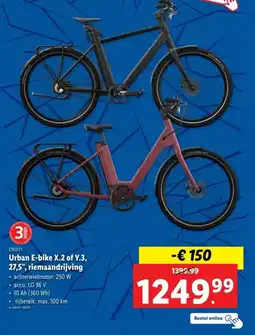 Lidl Urban E-bike X.2 of Y.3, riemaandrijving aanbieding