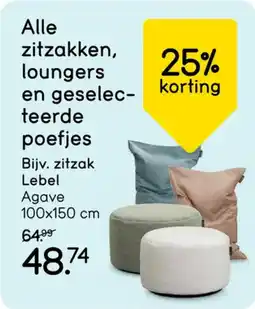 Leen Bakker Zitzakken, loungers en geselecteerde poefjes aanbieding
