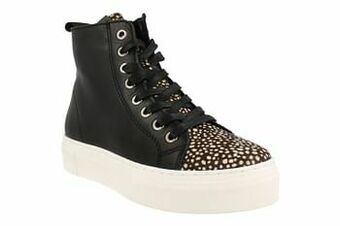 Berca Shoes Maruti Bottine Dames Volledig Leder Trend Dierenprint - Zwart aanbieding