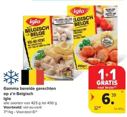 Carrefour Gamma bereide gerechten op z’n Belgisch Iglo aanbieding