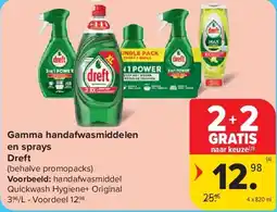 Carrefour Gamma handafwasmiddelen en sprays Dreft aanbieding