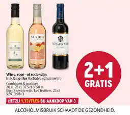 Delhaize Witte, rosé of rode wijn in kleine fles aanbieding
