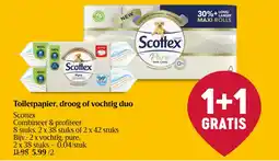 Delhaize Toiletpapier, droog of vochtig duo aanbieding
