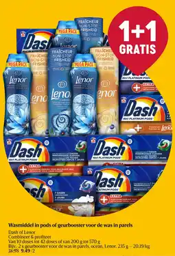 Delhaize Wasmiddel in pods of geurbooster voor de was in parels aanbieding