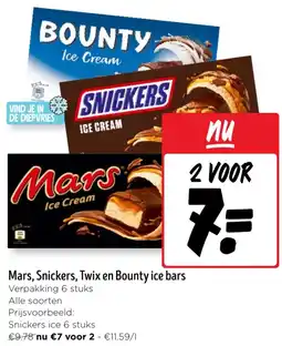 Jumbo Mars, Snickers, Twix en Bounty ice bars aanbieding