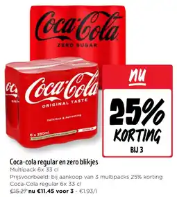 Jumbo Coca cola regular en zero blikjes aanbieding