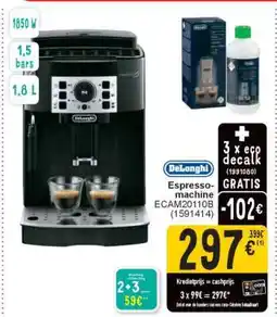 Cora DeLonghi Espresso-machine ECAM20110B aanbieding