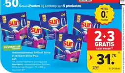 Carrefour Sun Vaatwastabletten Brilliant Shine en Brilliant Shine Plus aanbieding