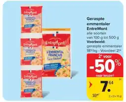 Carrefour Market Geraspte emmentaler ENTREMONT aanbieding