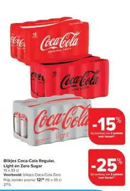 Carrefour Market Blikjes Coca-Cola Regular, Light en Zero Sugar aanbieding