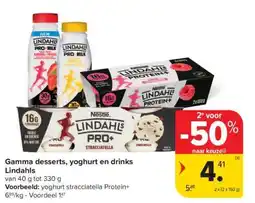 Carrefour Lindahls desserts, yoghurt en drinks aanbieding