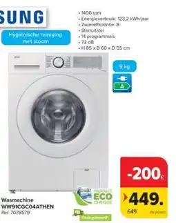 Carrefour SAMSUNG Wasmachine WW91CGC04ATHEN aanbieding
