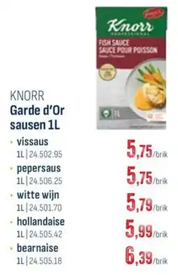 Horeca totaal Knorr garde d'or sausen aanbieding