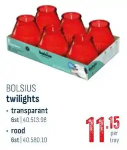 Horeca totaal Bolsius twilights transparant, rood aanbieding