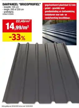 Hubo Bricoprofiel dakplaat 200x105 cm 0,5mm grafiet aanbieding