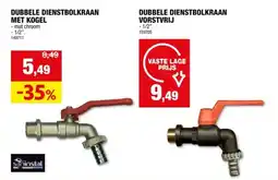 Hubo Saninstal Dubbeldienstkraan met kogel M1/2 anti-vorst aanbieding
