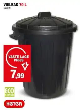 Hubo Keter straatvuilbak 70l zwart 57cm aanbieding