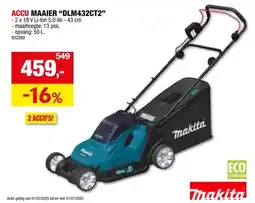 Hubo Makita DLM432CT2 accu grasmaaier 2x18 V Li-Ion 43cm + 2 accu's en 1 lader aanbieding