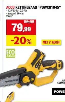 Hubo Powerplus POWXG1045 eenhands kettingzaag 12V + 2 accu's 2Ah aanbieding