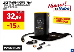 Hubo Powerplus POWX1710 luchtpomp 8V + 4 mondstukken aanbieding