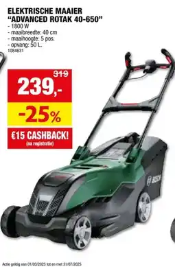 Hubo Bosch AdvancedRotak 40-650 elektrische grasmaaier 1700W 40cm aanbieding