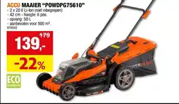 Hubo Powerplus Dual Power POWDPG75610 accu grasmaaier 2x20 V 42cm zonder accu aanbieding