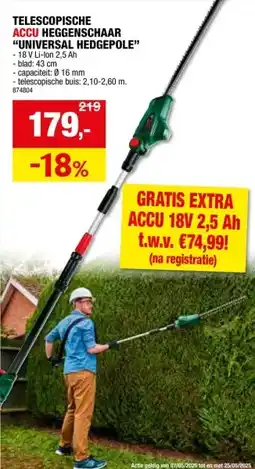 Hubo Bosch UniversalHedgePole accu heggenschaar 18V Li-Ion 43cm aanbieding