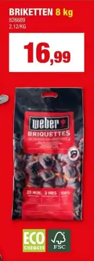 Hubo Weber houtskoolbriketten 8kg aanbieding