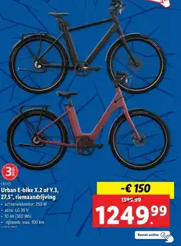 Lidl Urban E-bike X.2 of Y.3, 27,5, riemaandrijving aanbieding