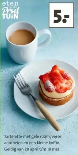 Intratuin Tartelette met gele room, verse aardbeien en een kleine koffie, aanbieding
