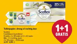 Delhaize Toiletpapier, droog of vochtig duo aanbieding