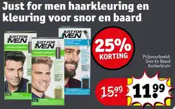 Kruidvat Just for men haarkleuring en kleuring voor snor en baard aanbieding