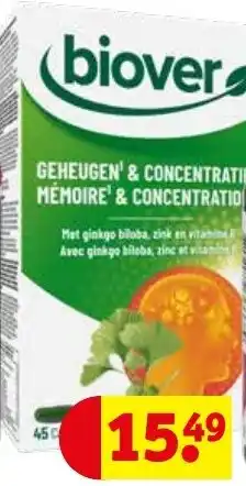 Kruidvat Biover Geheugen & Concentratif Mémoire & Concentratio aanbieding