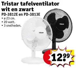 Kruidvat Tristar tafelventilator wit en zwart aanbieding