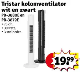 Kruidvat Tristar kolomventilator wit en zwart aanbieding