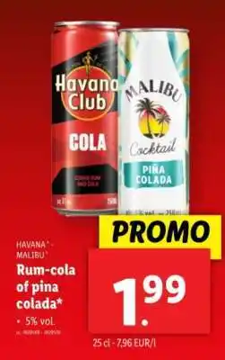 Lidl HAVANA CLUB - MALIBU Rum-cola of pina colada aanbieding