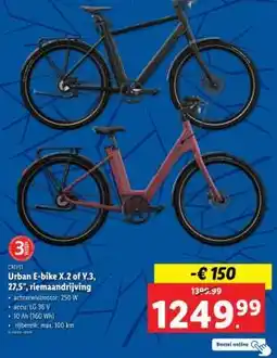 Lidl CRIVIT Urban E-bike X.2 of V.3, 27,5, riemaandrijving aanbieding