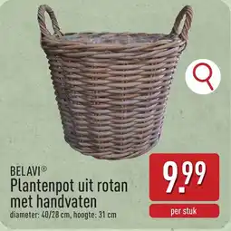 ALDI Belavi Plantenpot uit rotan met handvaten aanbieding