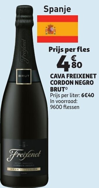 Auchan Cava Freixenet Cordon Negro Brut aanbieding
