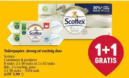 Delhaize Scottex Toiletpapier, droog of vochtig duo aanbieding