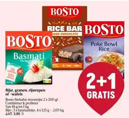 Delhaize Bosto Rijst, granen, rijstrepen of -wafels aanbieding