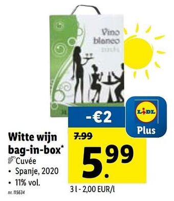 Lidl Witte wijn bag-in-box aanbieding